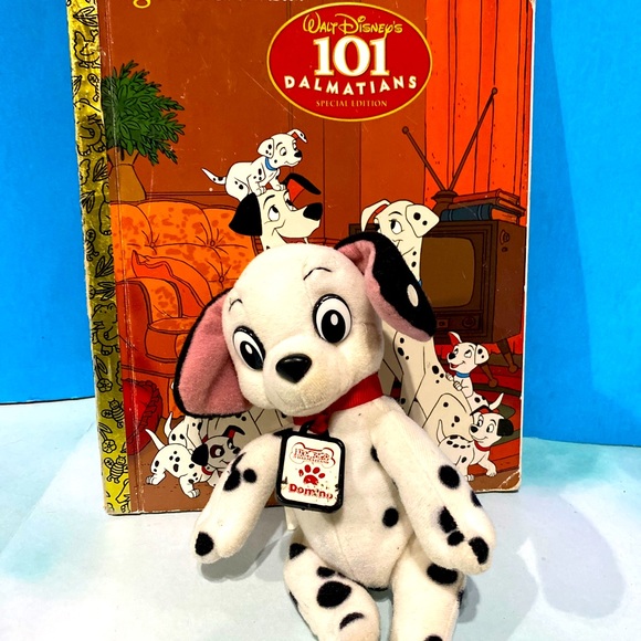 DISNEY’S 101 DALMATIANS VTG A LITTLE GOLDEN BOOK & DOMINO PUPPY MINI PLUSH 6.5” - Picture 11 of 13